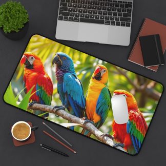 Beautiful macaw parrots desk mat