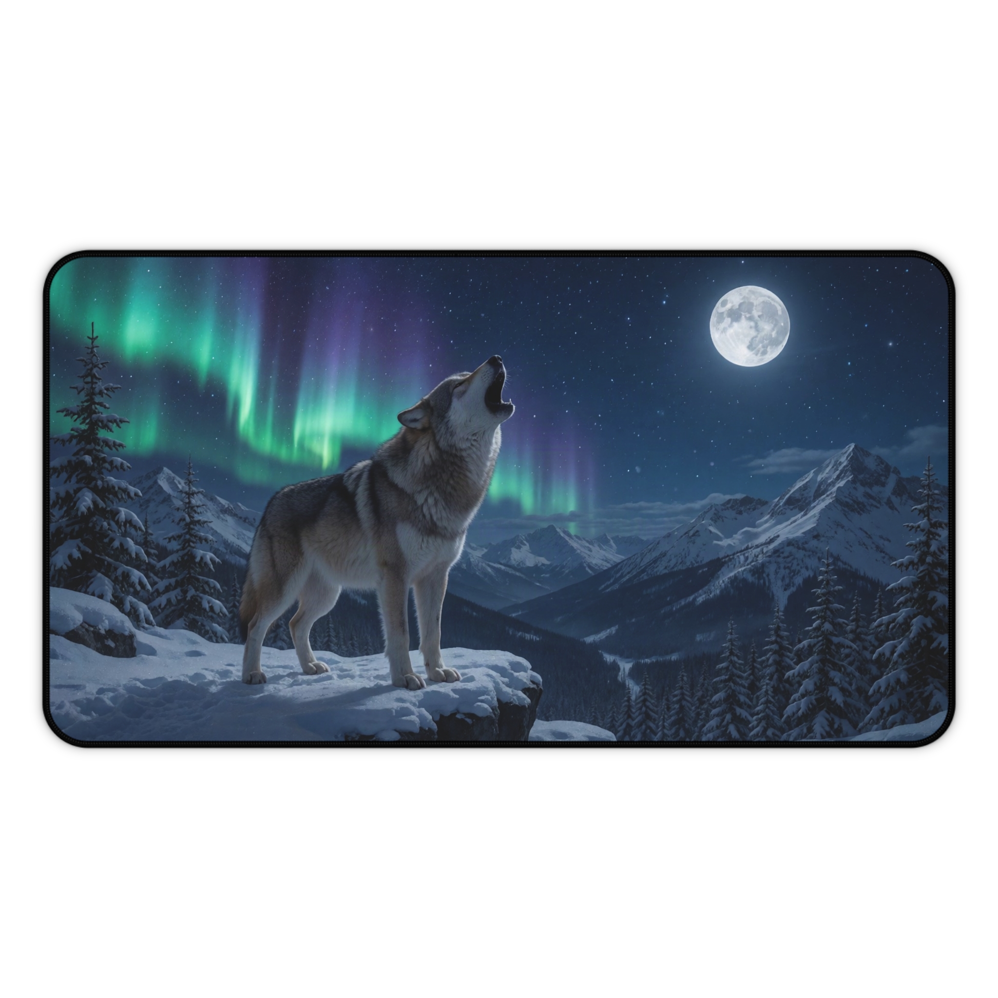 Howling wolf desk mat