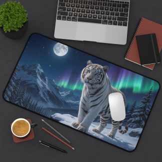 White tiger computer desk mat